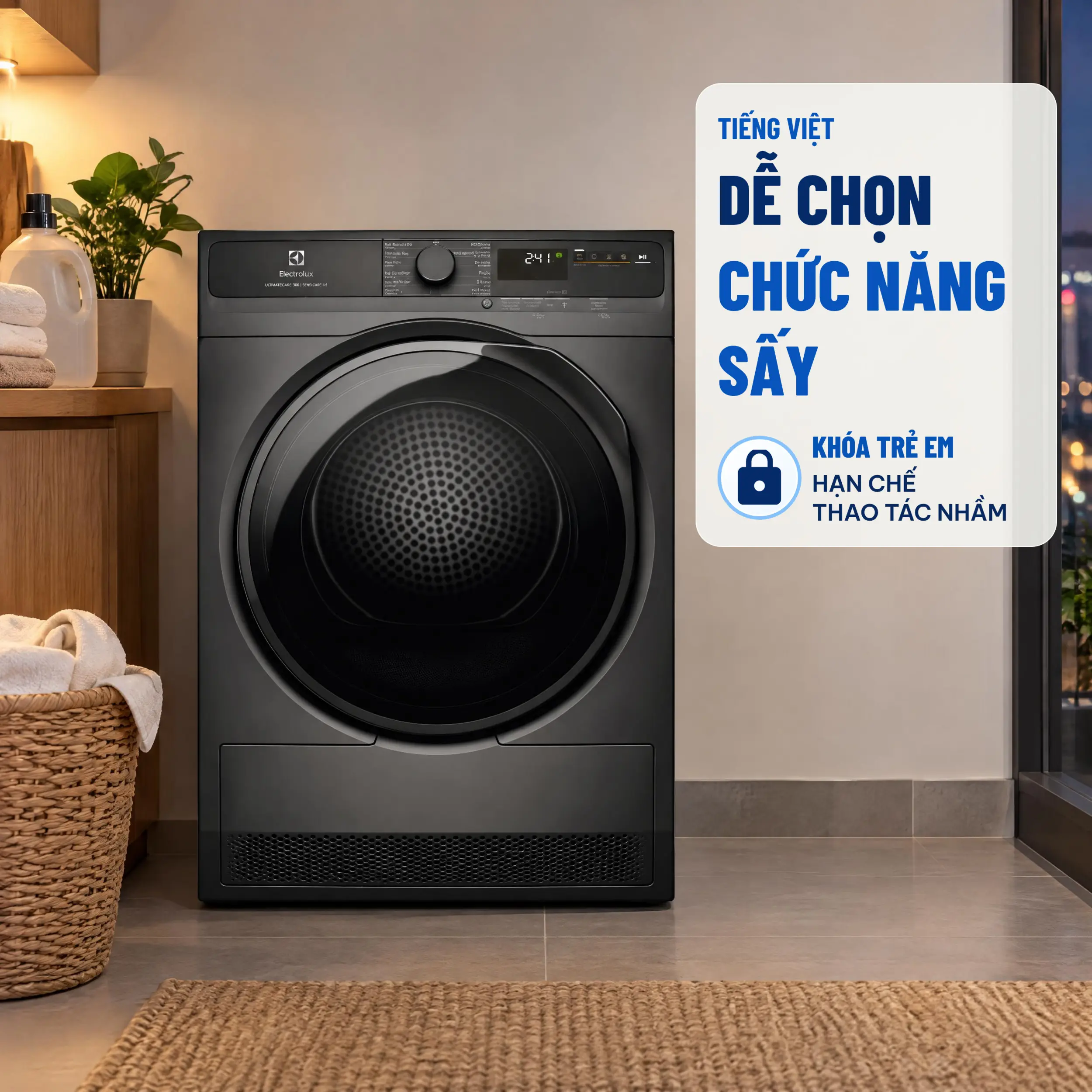 Máy sấy bơm nhiệt Electrolux 8 kg EDH803J5SCR Màu Đen