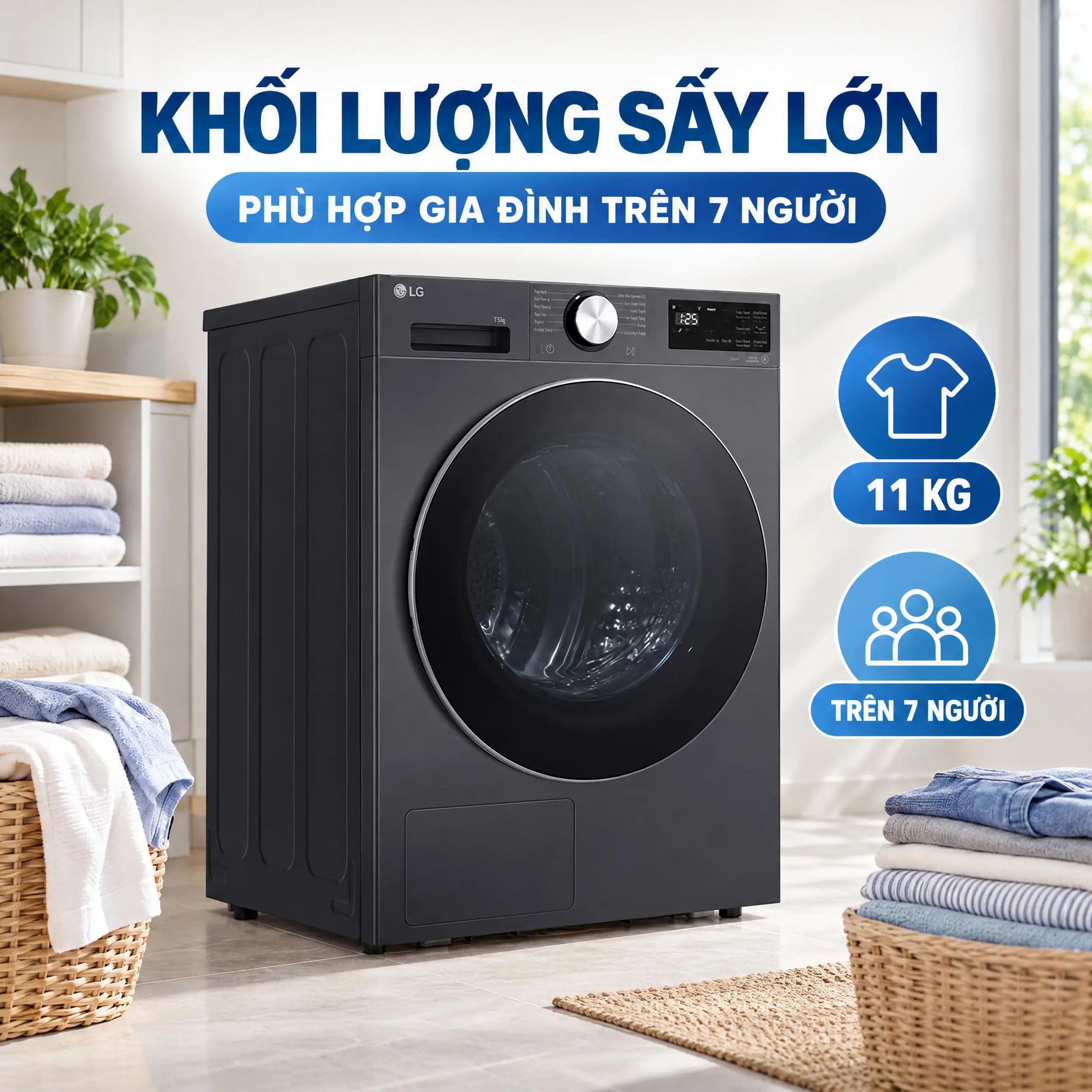 Máy sấy bơm nhiệt LG 11 kg RX11VHP5G1 - Khối lượng sấy lớn Máy sấy bơm nhiệt LG 11 kg RX11VHP5G1 - Khối lượng sấy lớn