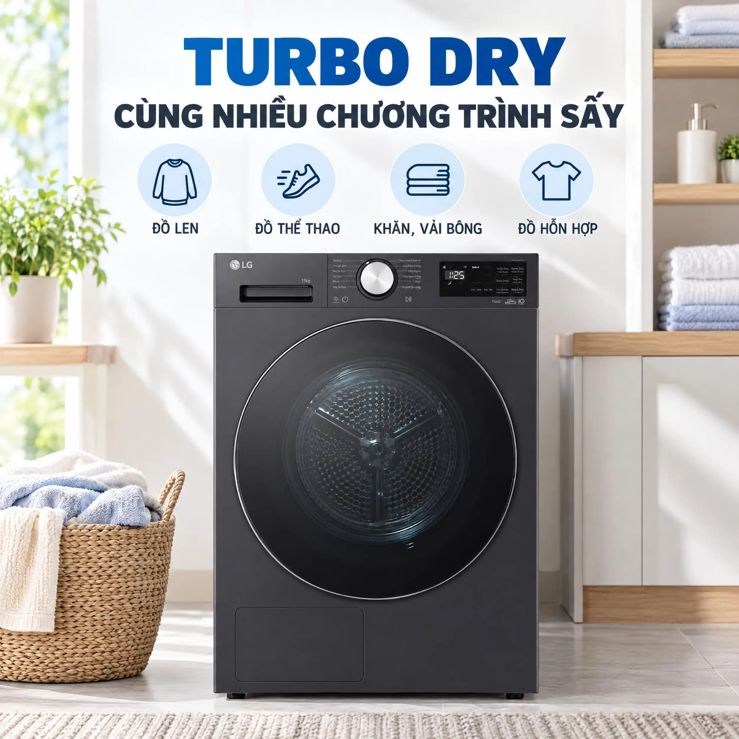 Máy sấy bơm nhiệt LG 11 kg RX11VHP5G1 - Công nghệ Turbo Dry Máy sấy bơm nhiệt LG 11 kg RX11VHP5G1 - Công nghệ Turbo Dry
