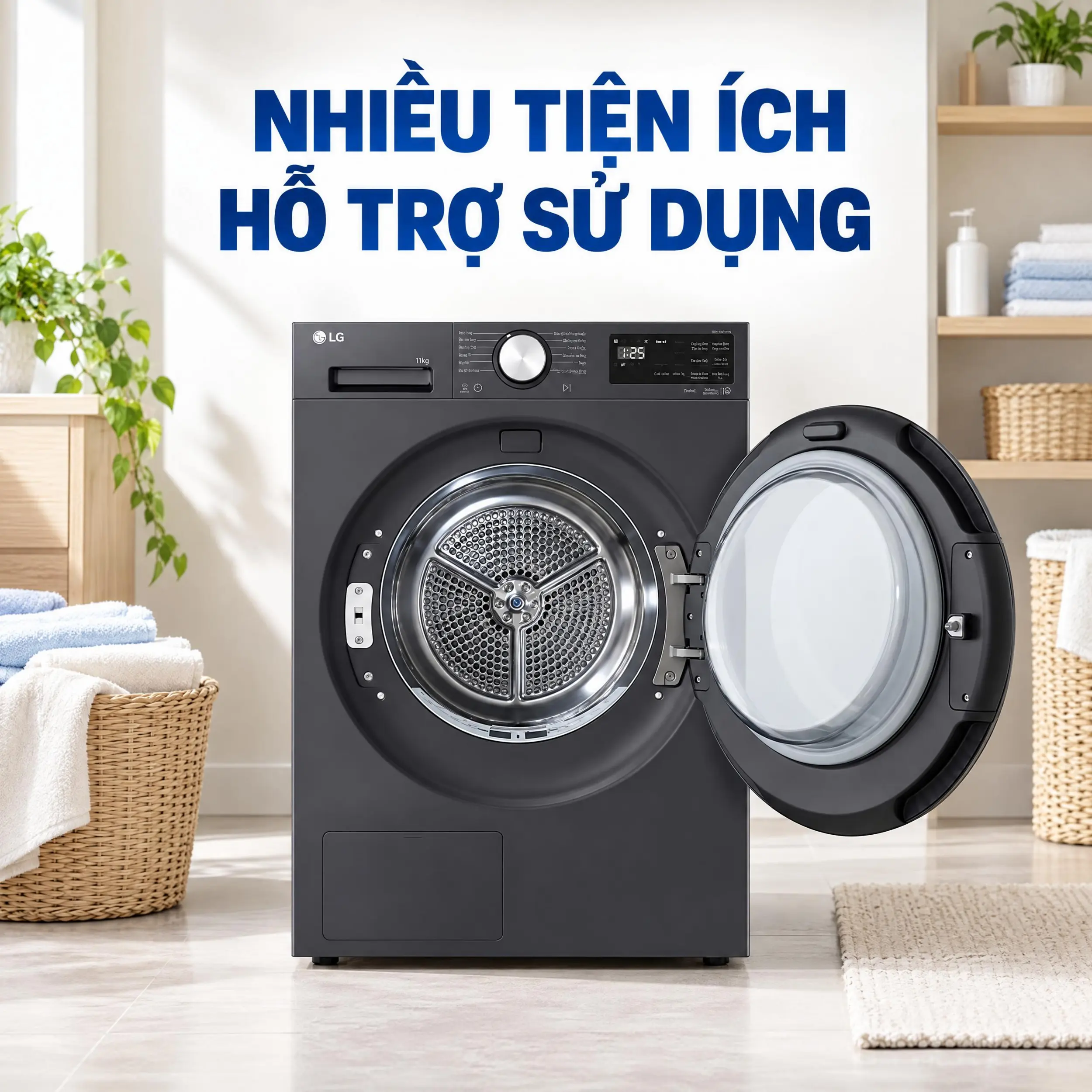 Máy sấy bơm nhiệt LG 11 kg RX11VHP5G1 - Nhiều tiện ích hỗ trợ Máy sấy bơm nhiệt LG 11 kg RX11VHP5G1 - Nhiều tiện ích hỗ trợ