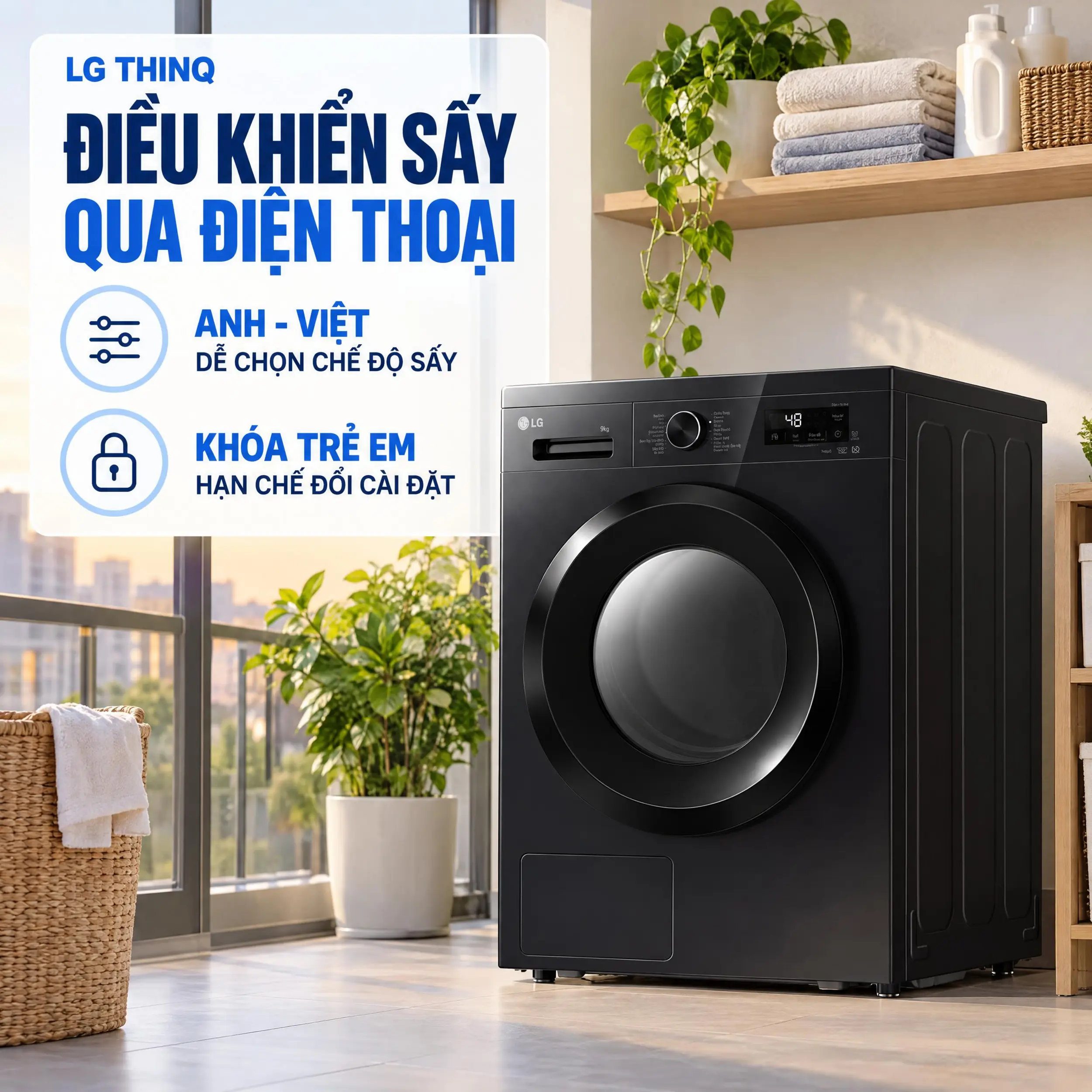 Máy sấy bơm nhiệt LG 9 Kg RB09NHP5O - Các tiện ích đi kèm