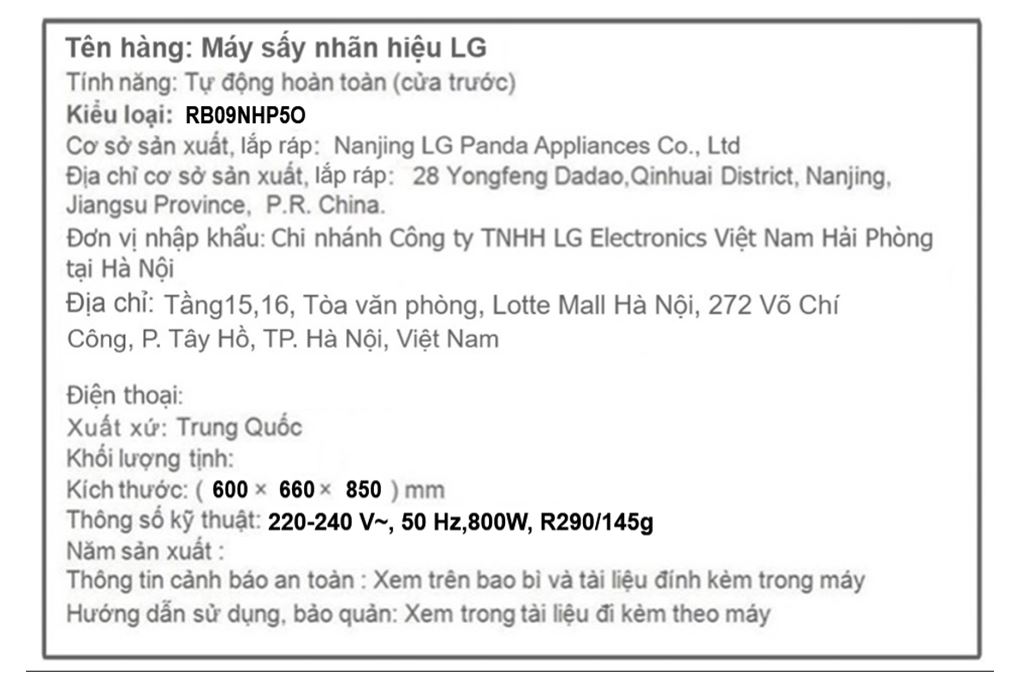Máy sấy bơm nhiệt LG 9 Kg RB09NHP5O - 7