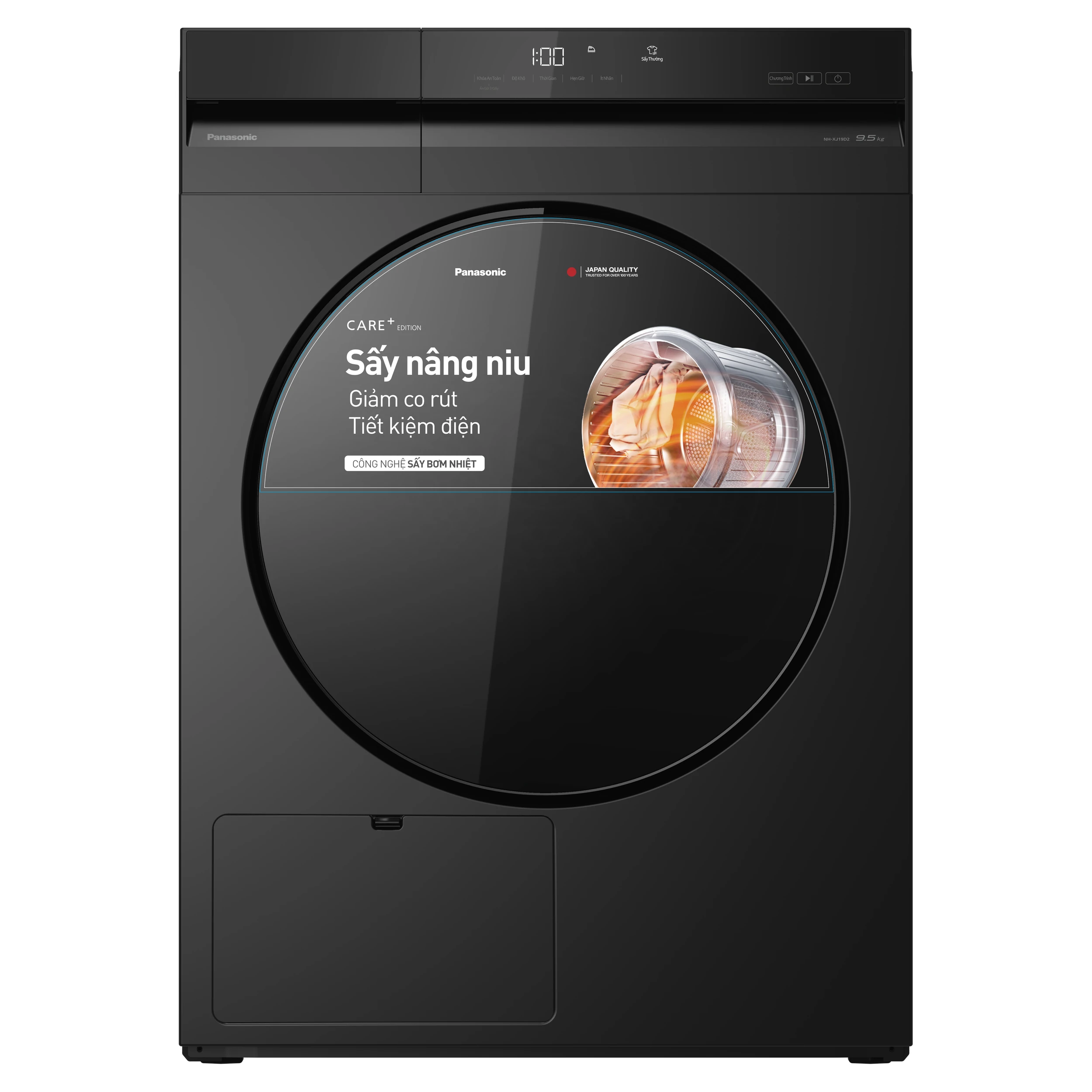 Máy sấy bơm nhiệt Panasonic 9.5kg NH-XJ19D2BVT Màu Đen