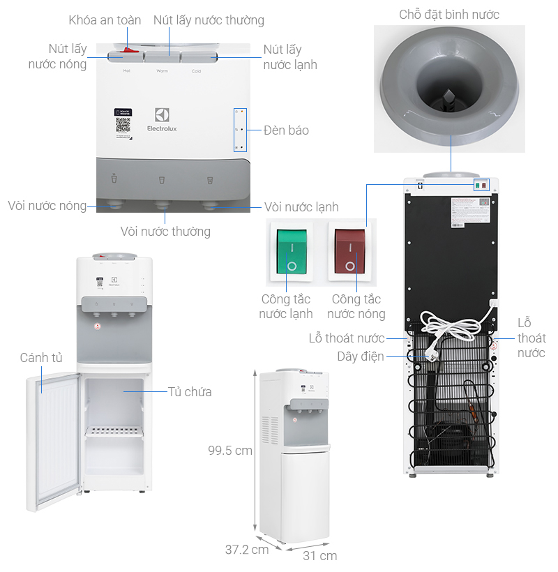 Cây nước nóng lạnh Electrolux EDBMFACWF 530W