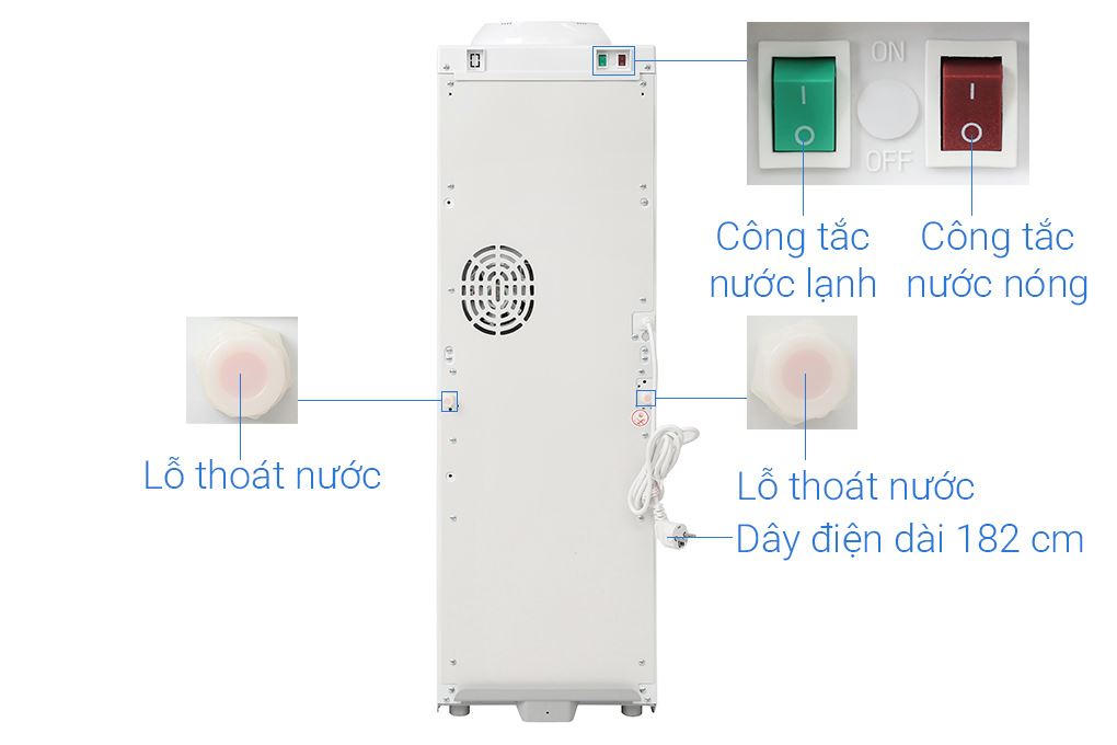 Cây nước nóng lạnh Midea YD1732S-W 500W Màu Trắng