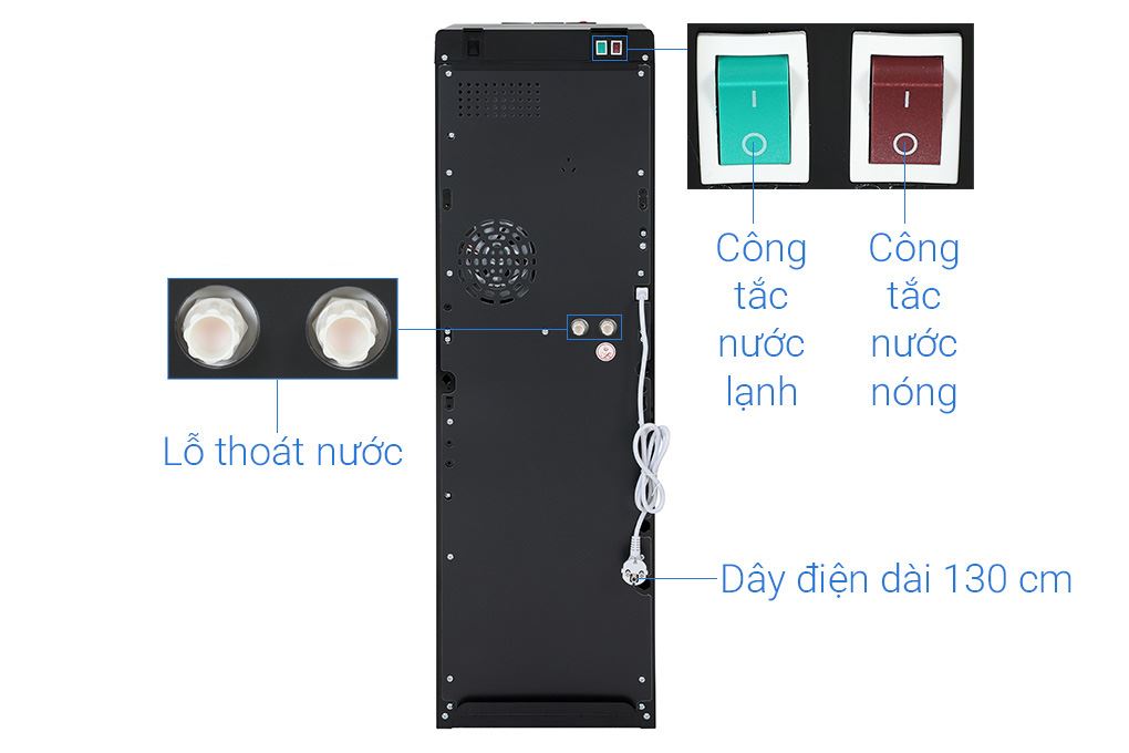 Cây nước nóng lạnh Midea YD1135AS-B 500W Màu Đen