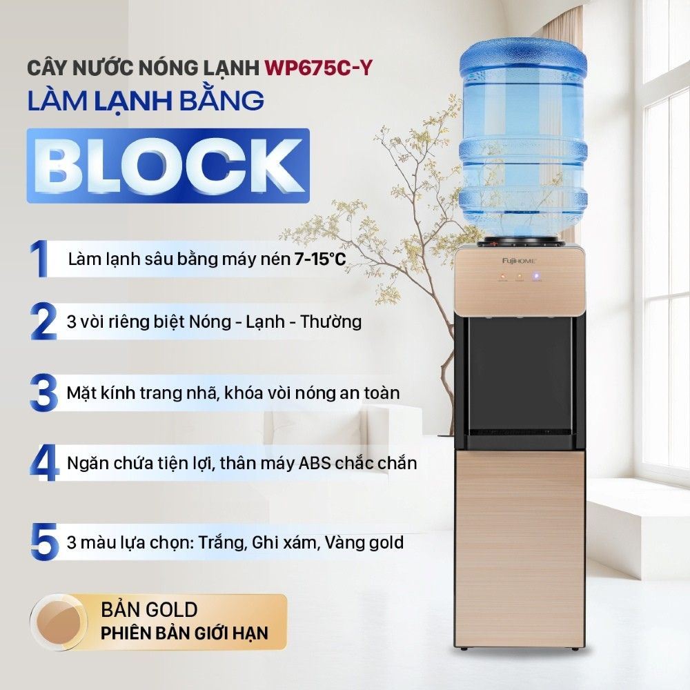 Cây nước nóng lạnh FUJIHOME WD675C-Y 590W - 2