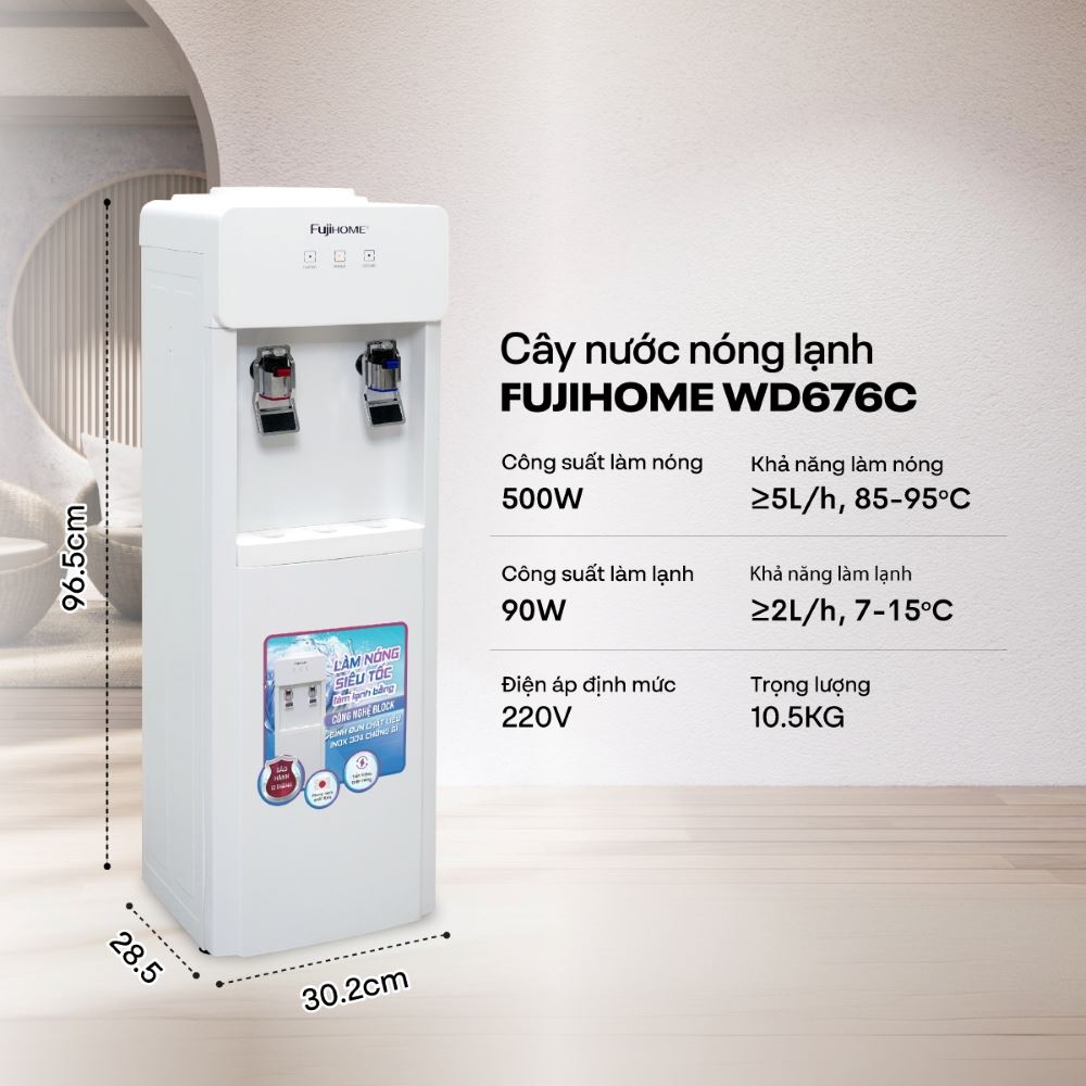Cây nước nóng lạnh FUJIHOME WD676C 590W - 8