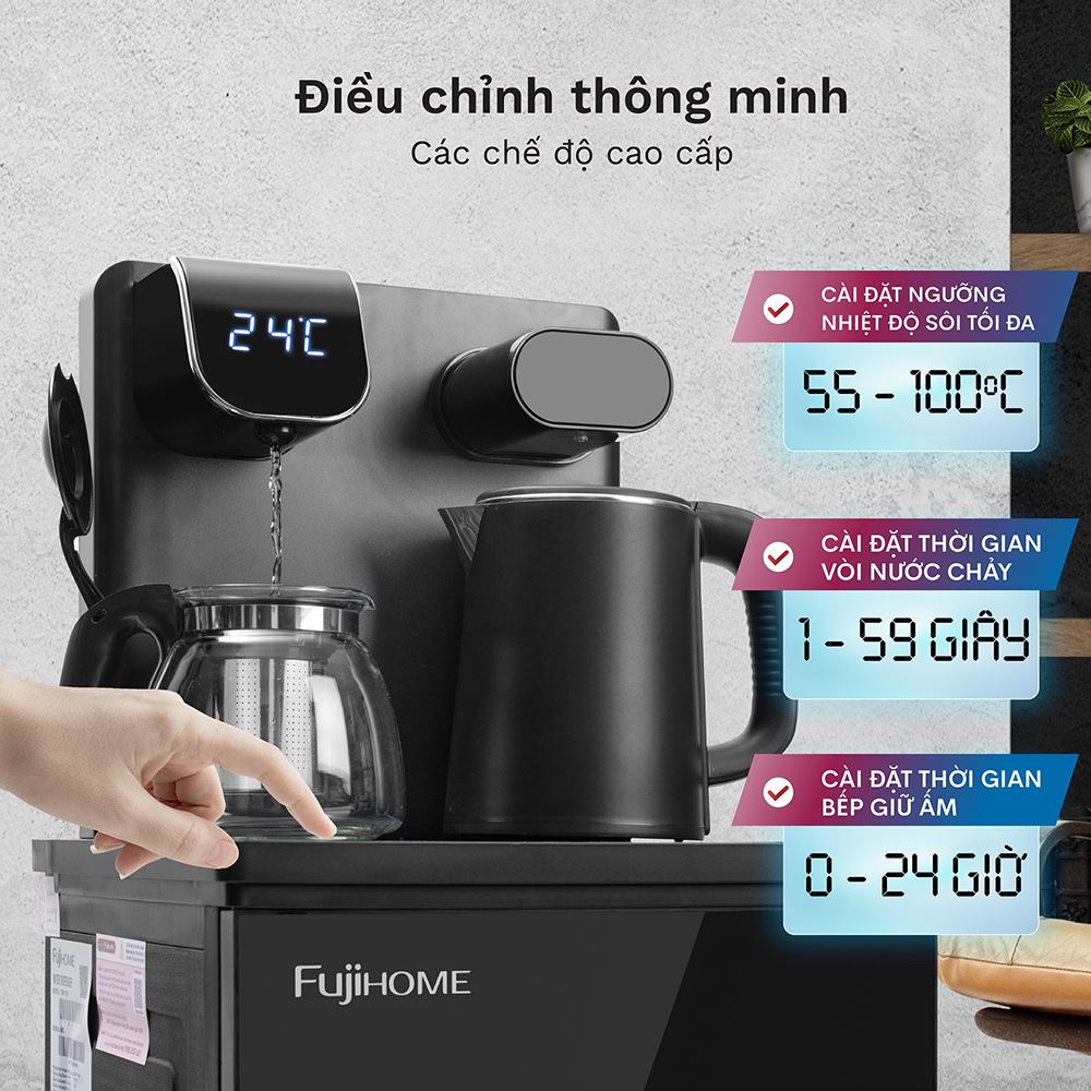 Cây nước nóng FUJIHOME TB110E-H 1375W Màu Đen