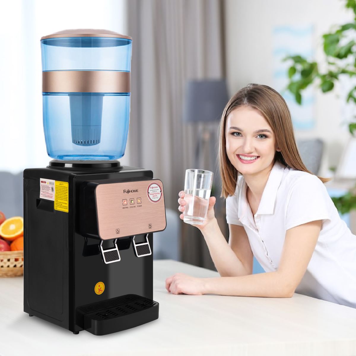 Cây nước nóng lạnh FUJIHOME WD03E 565W Màu Đen