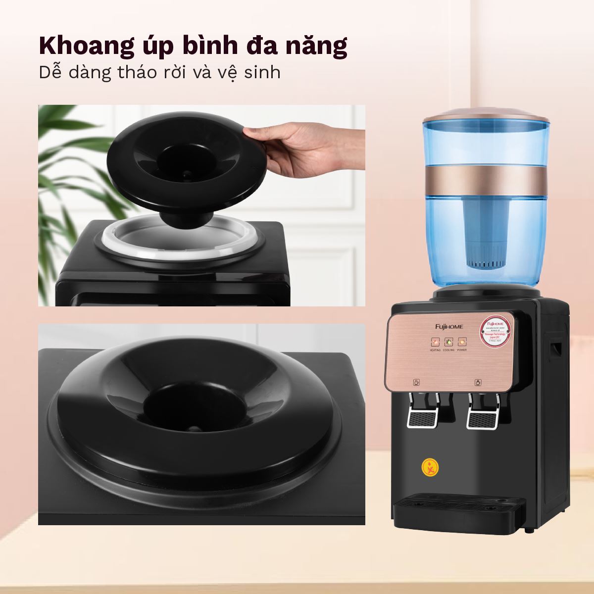 Cây nước nóng lạnh FUJIHOME WD03E 565W Màu Đen