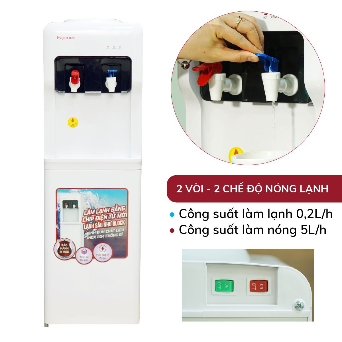 Cây nước nóng lạnh FUJIHOME WD5320E 485W - 8