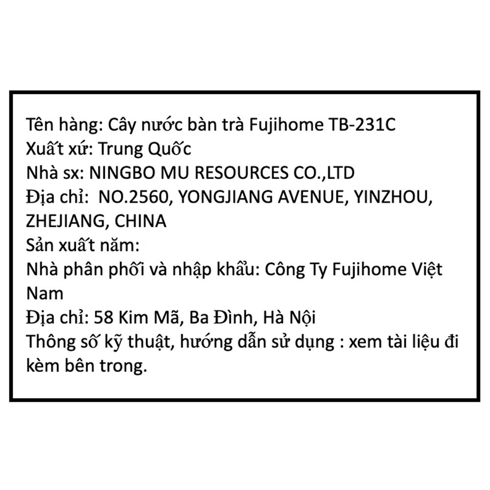 Cây nước nóng lạnh FUJIHOME TB-231C 1460W Màu Trắng