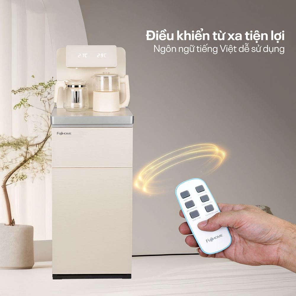 Cây nước nóng lạnh FUJIHOME TB-231C 1460W có trang bị điều khiển từ xa và màn hình cảm ứng, điều chỉnh chỉ với một chạm