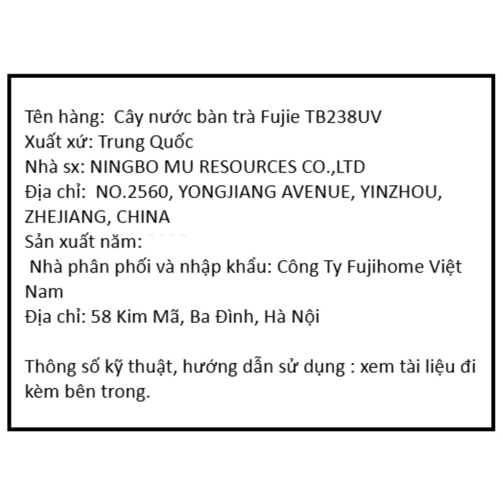 Cây nước nóng lạnh FujiE TB238UV 1440W Màu Xám