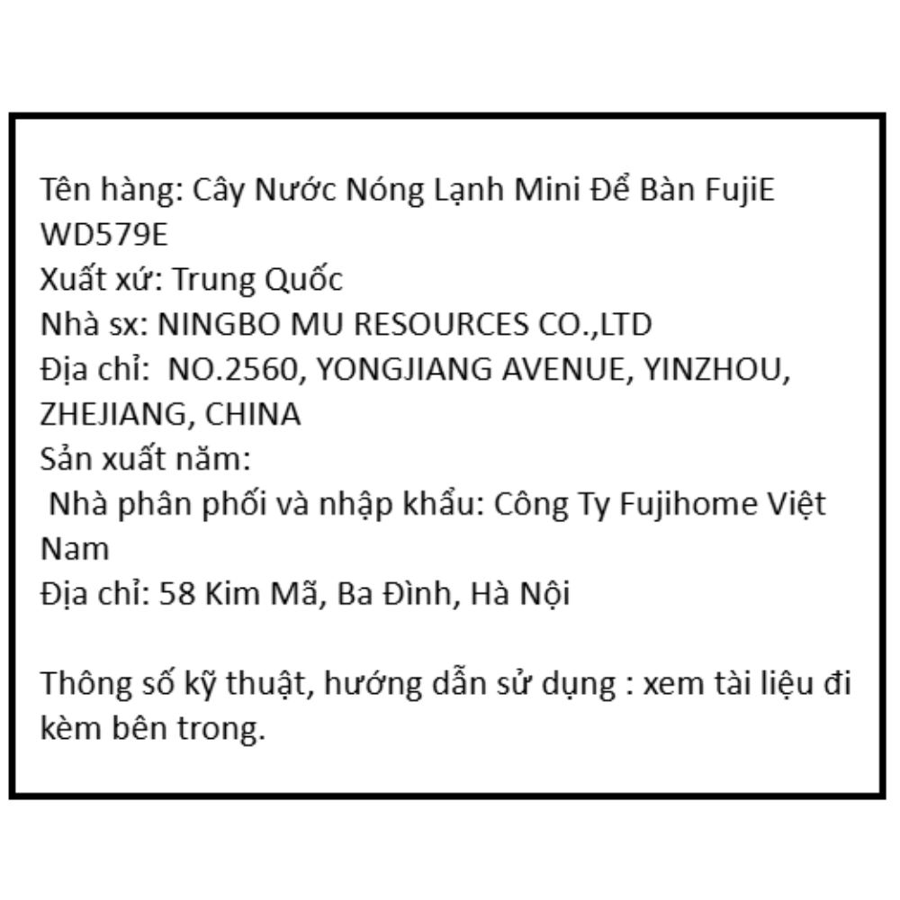 Cây nước nóng lạnh mini FujiE WD579E 485W Màu Trắng - Xám