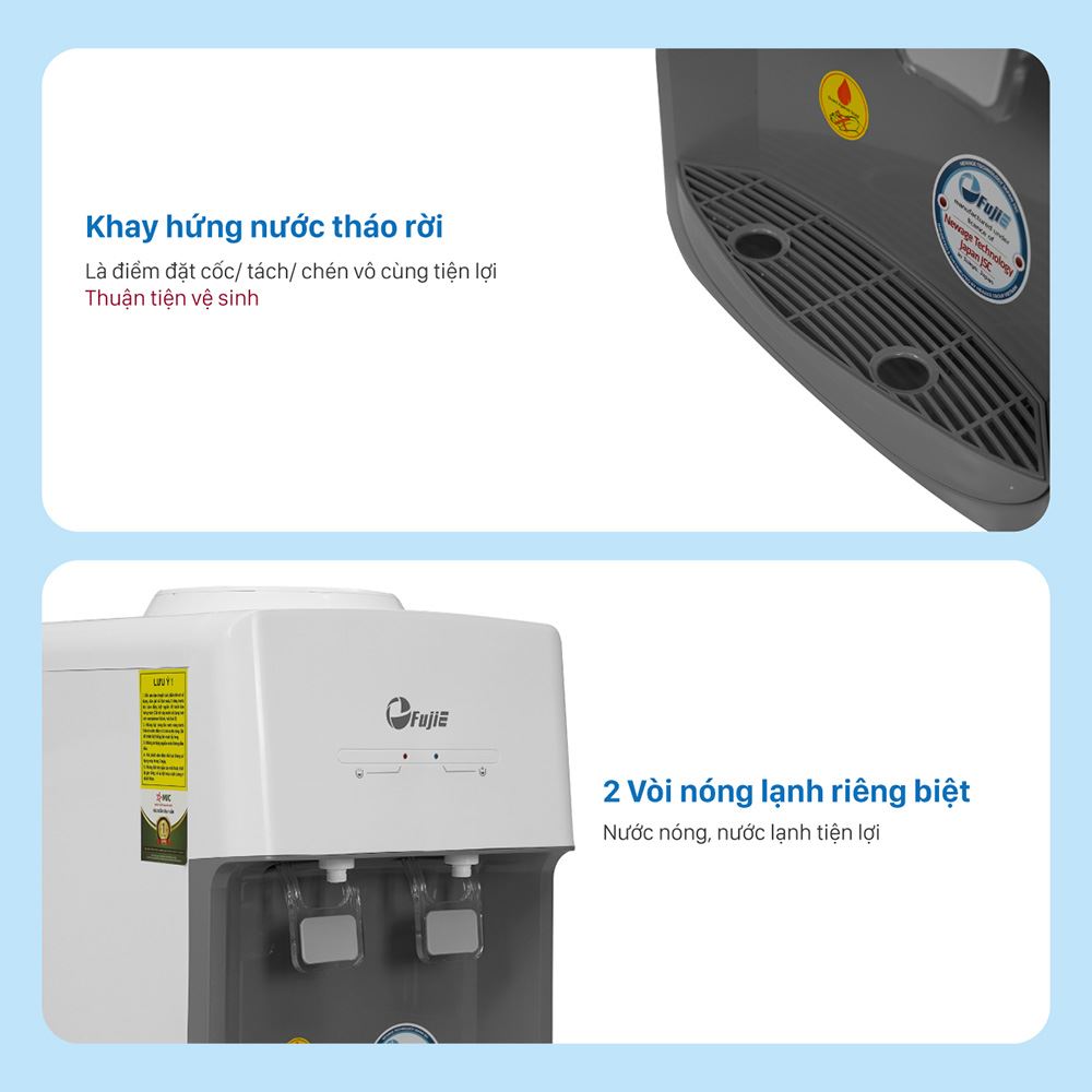 Cây nước nóng lạnh mini FujiE WD579E 485W Màu Trắng - Xám