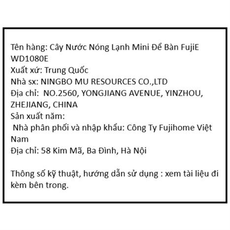 Cây nước nóng lạnh mini FujiE WD1080E 615W Màu Trắng - Xanh