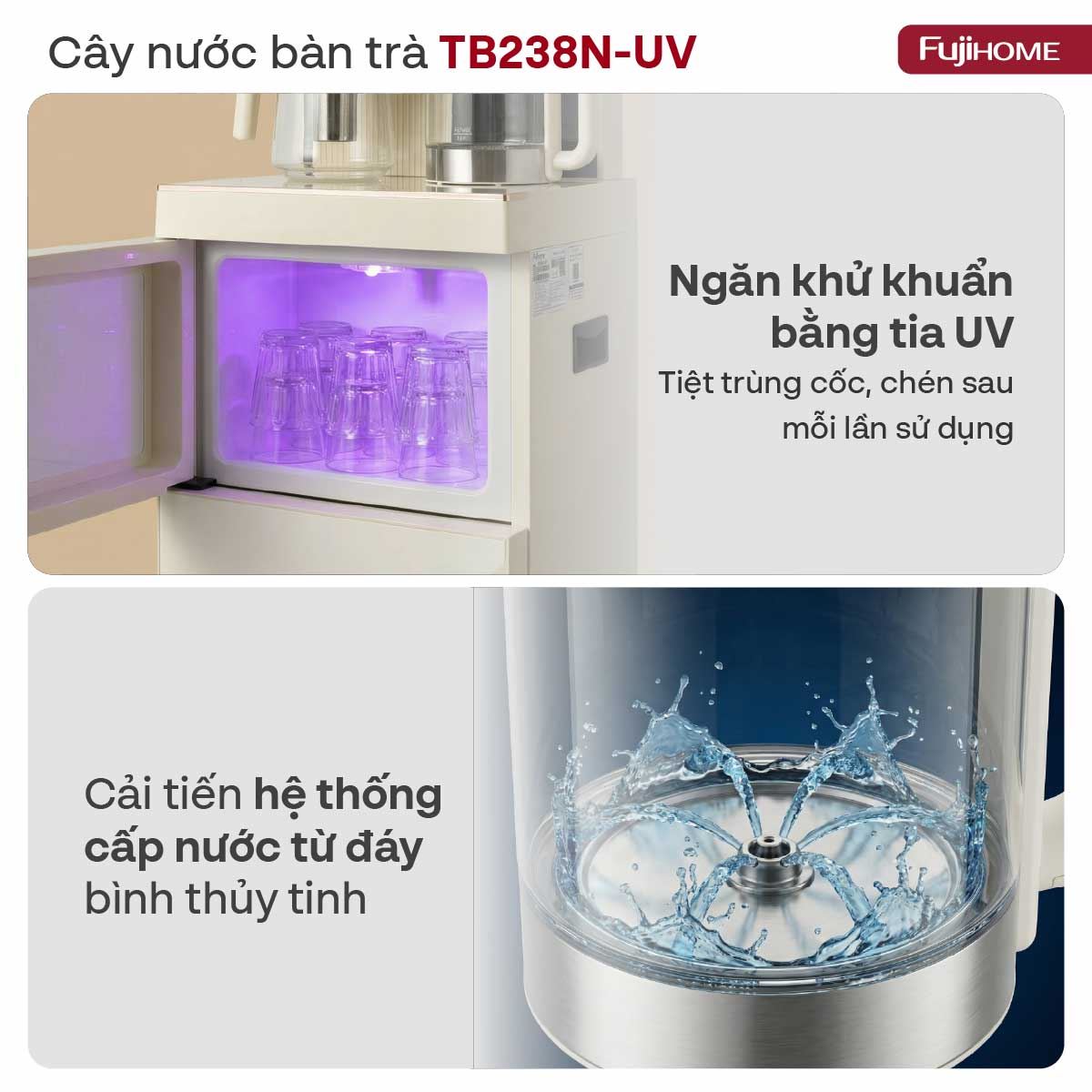 Cây nước nóng lạnh FUJIHOME TB238N-UV 1430W Màu Trắng