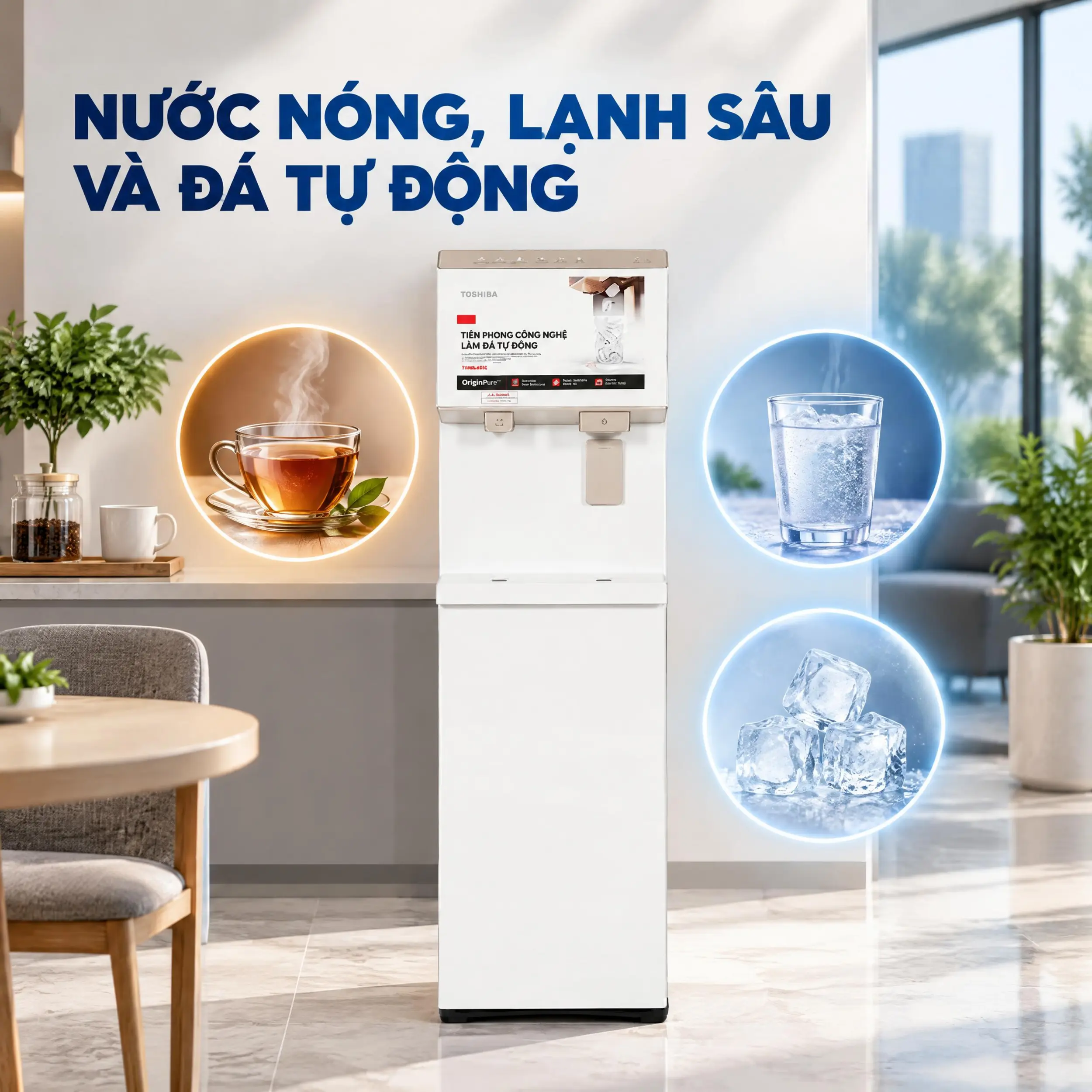 Cây nước nóng lạnh và làm đá Toshiba RWF-IW2469BVN(W) 660W Màu Trắng