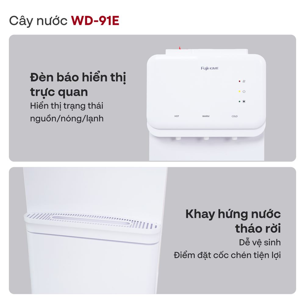 Cây nước nóng lạnh FUJIHOME WD91E 485W Màu Trắng