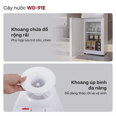Cây nước nóng lạnh FUJIHOME WD91E 485W Màu Trắng
