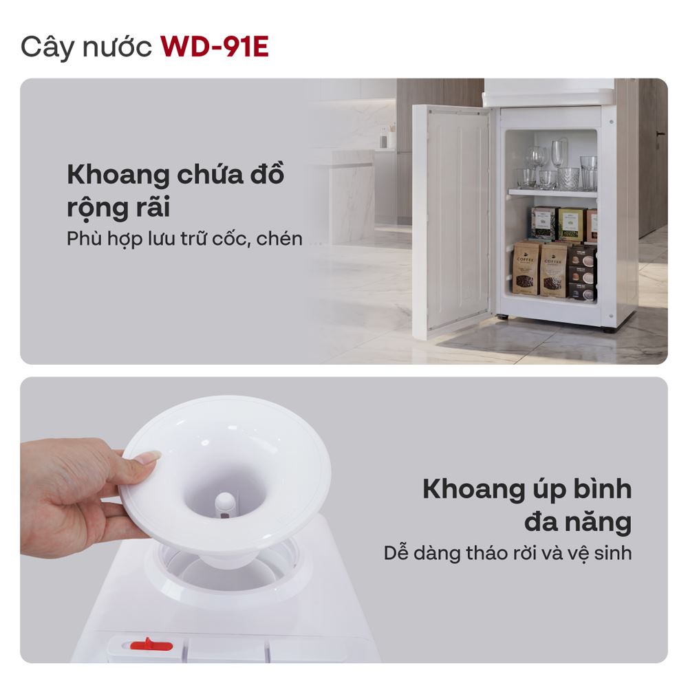 Cây nước nóng lạnh FUJIHOME WD91E 485W Màu Trắng