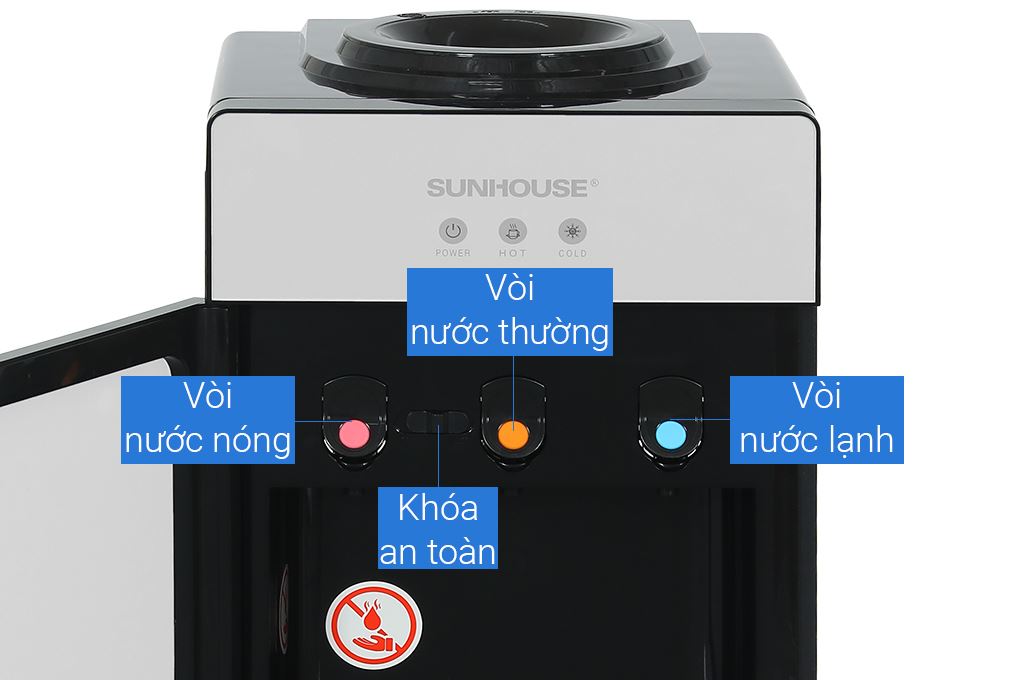 Cây nước nóng lạnh Sunhouse SHD9635 670W Màu Xám nhạt