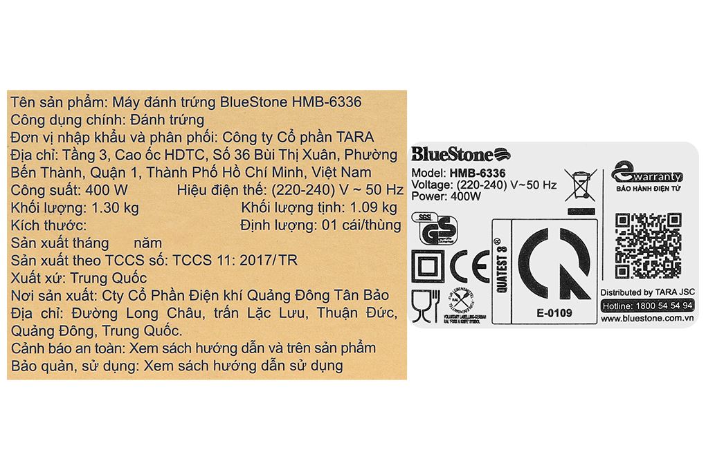 Máy đánh trứng BlueStone HMB-6336 Màu Bạc Inox