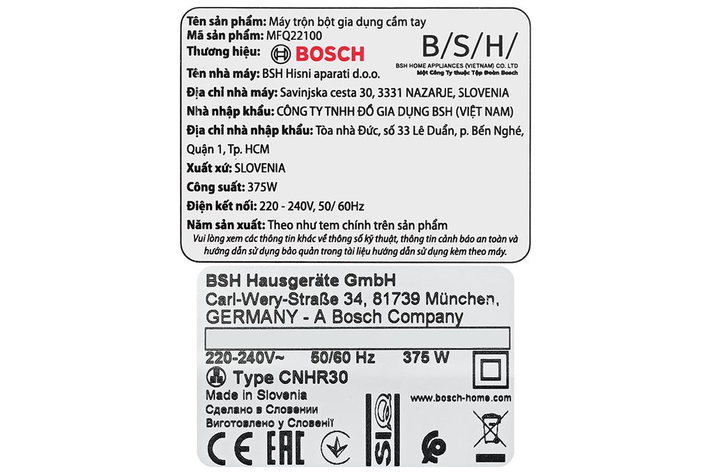 Máy đánh trứng Bosch MFQ22100 Màu Trắng