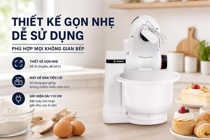 Máy nhồi bột đánh trứng Bosch MUMS2AW00