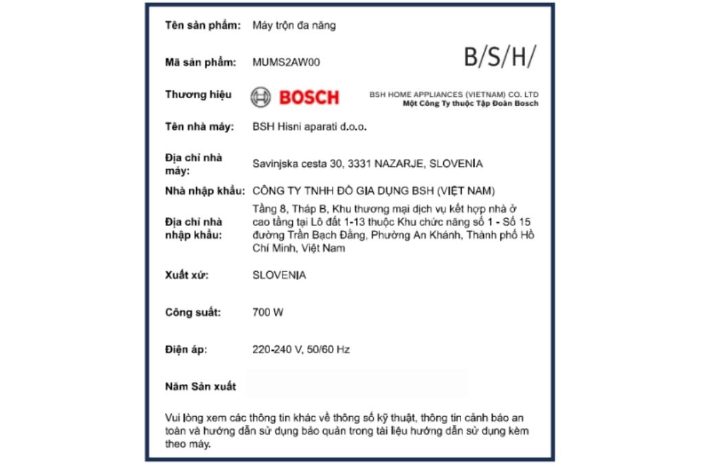 Máy nhồi bột đánh trứng Bosch MUMS2AW00