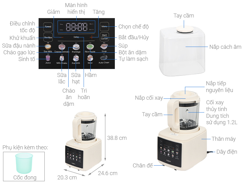 Máy làm sữa hạt AQUA AQS-BMT1201T(W)