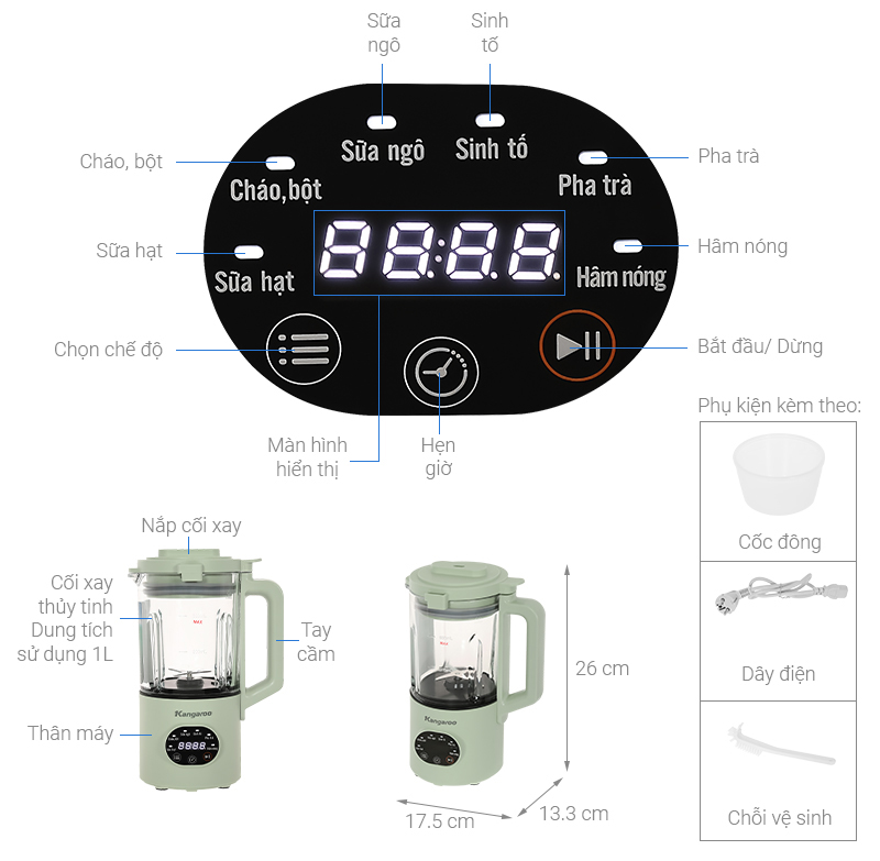 Máy xay sữa hạt đa năng Kangaroo KGHB1G