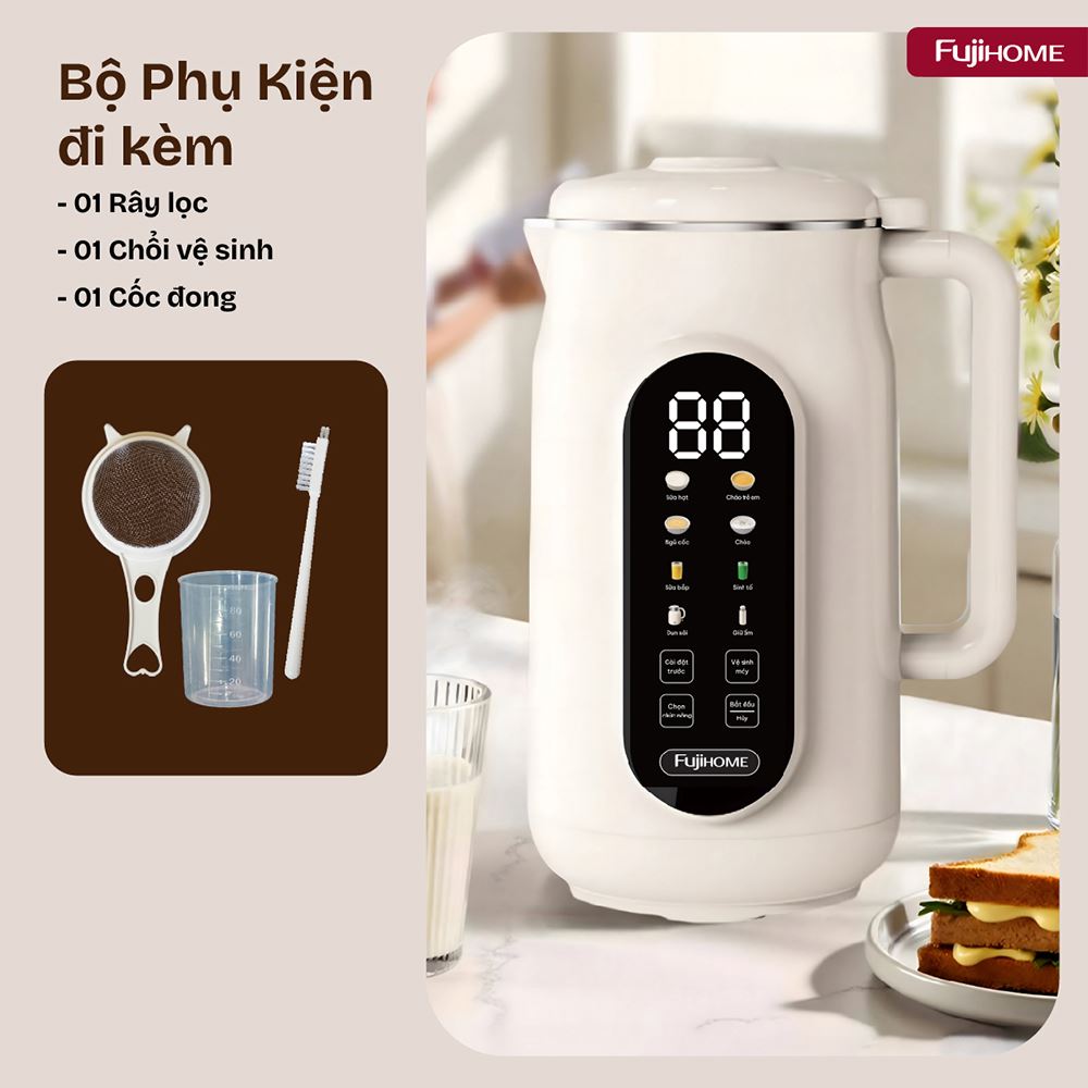 Máy làm sữa hạt đa năng Fujihome SM836 Màu Màu be