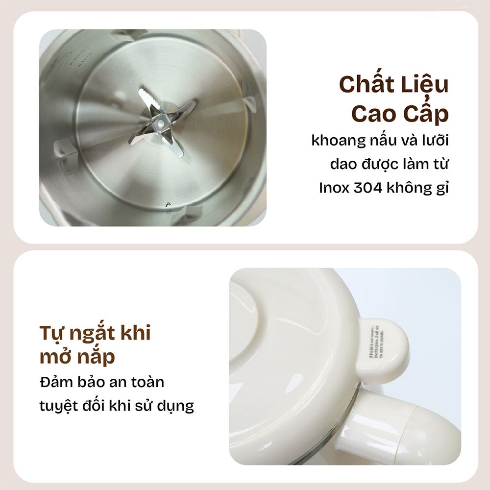 Máy làm sữa hạt đa năng Fujihome SM836 Màu Màu be
