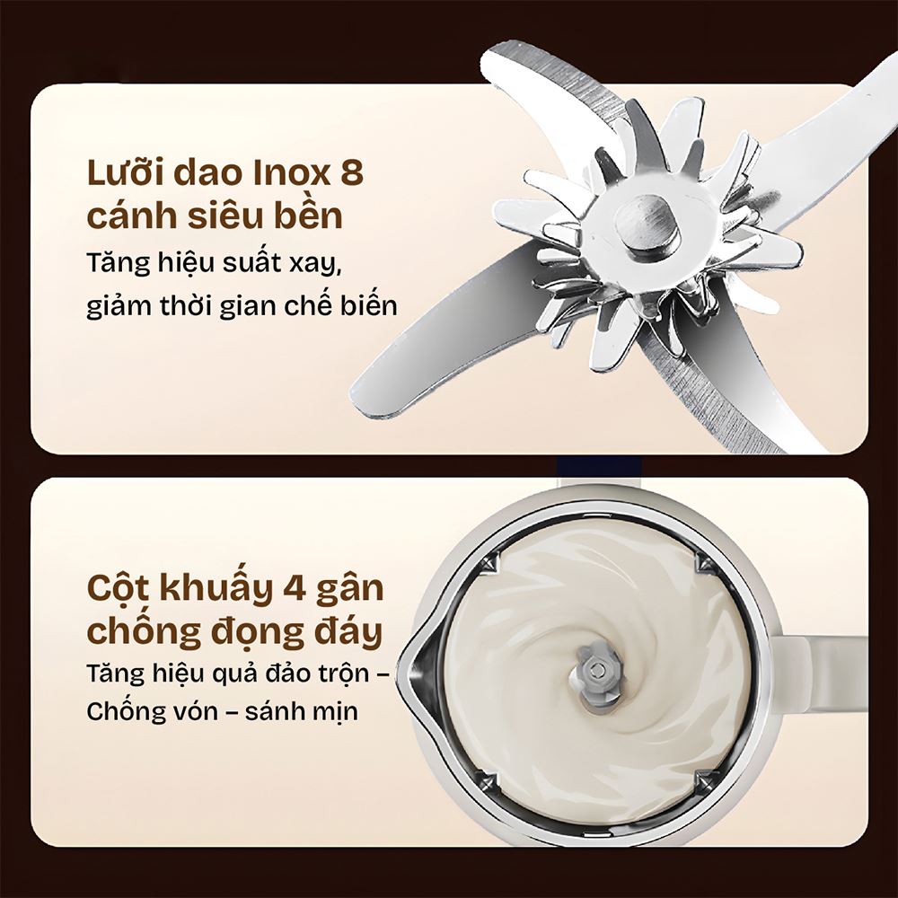 Máy làm sữa hạt đa năng Fujihome SM836 Màu Màu be