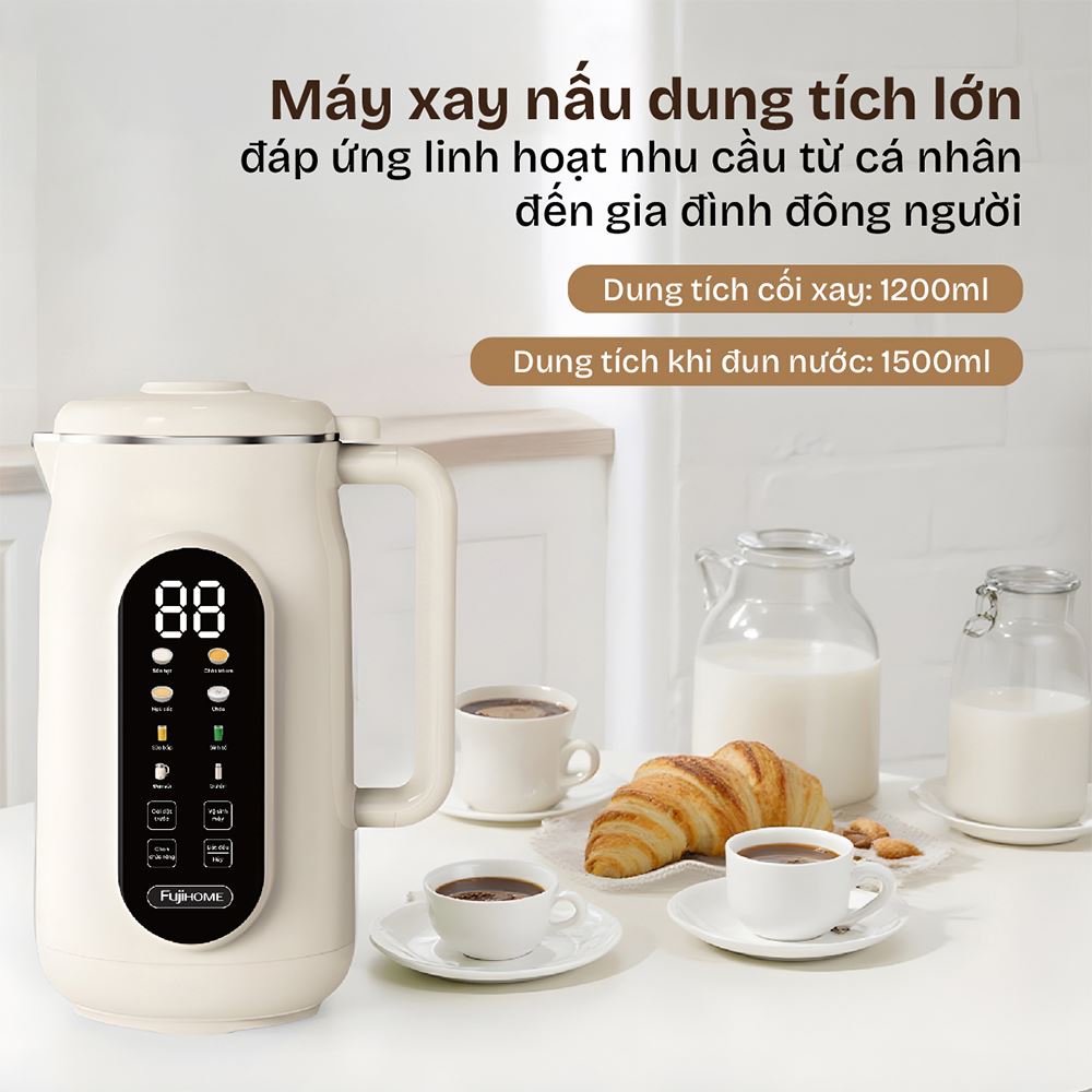 Máy làm sữa hạt đa năng Fujihome SM836 Màu Màu be