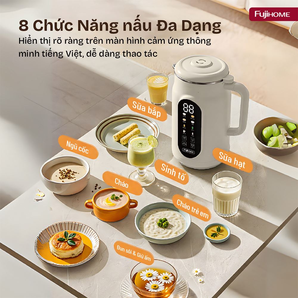 Máy làm sữa hạt đa năng Fujihome SM836 Màu Màu be