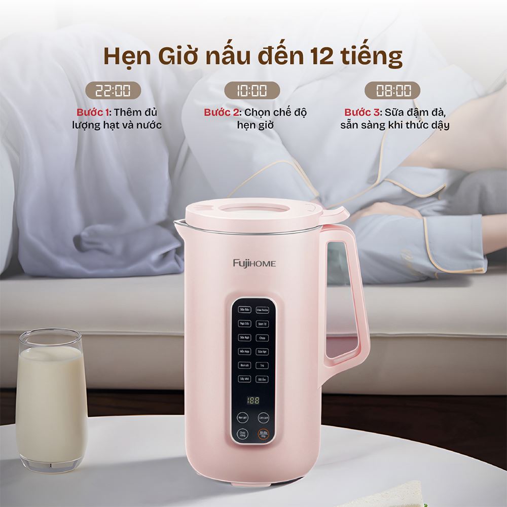 Máy làm sữa hạt đa năng Fujihome SM1626 Màu Hồng