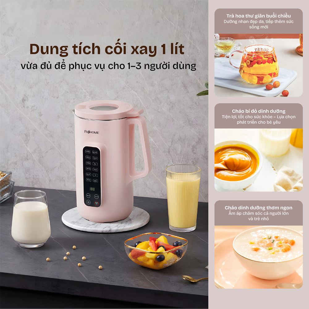 Máy làm sữa hạt đa năng Fujihome SM1626 Màu Hồng