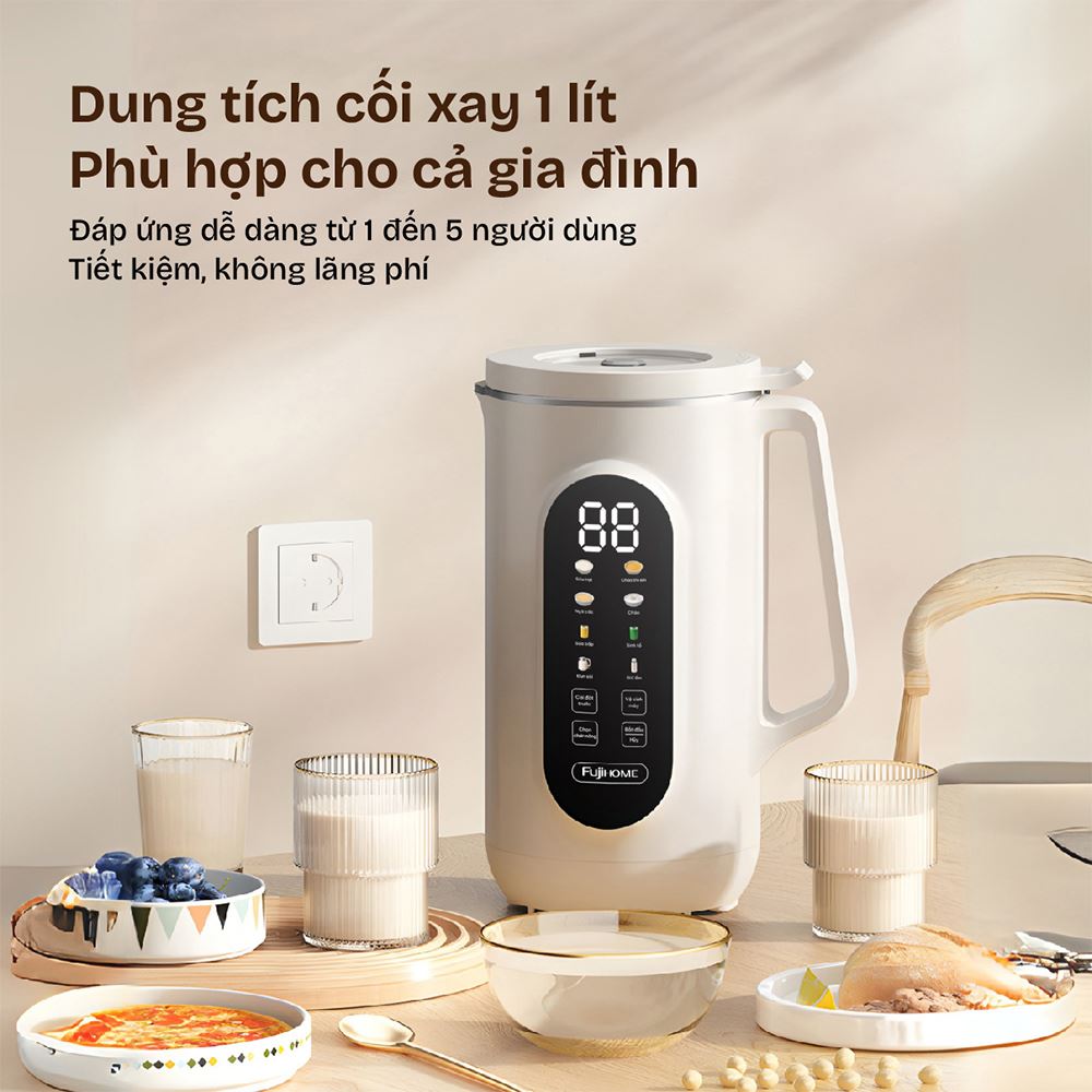 Máy làm sữa hạt đa năng Fujihome SM1636 Màu Màu be