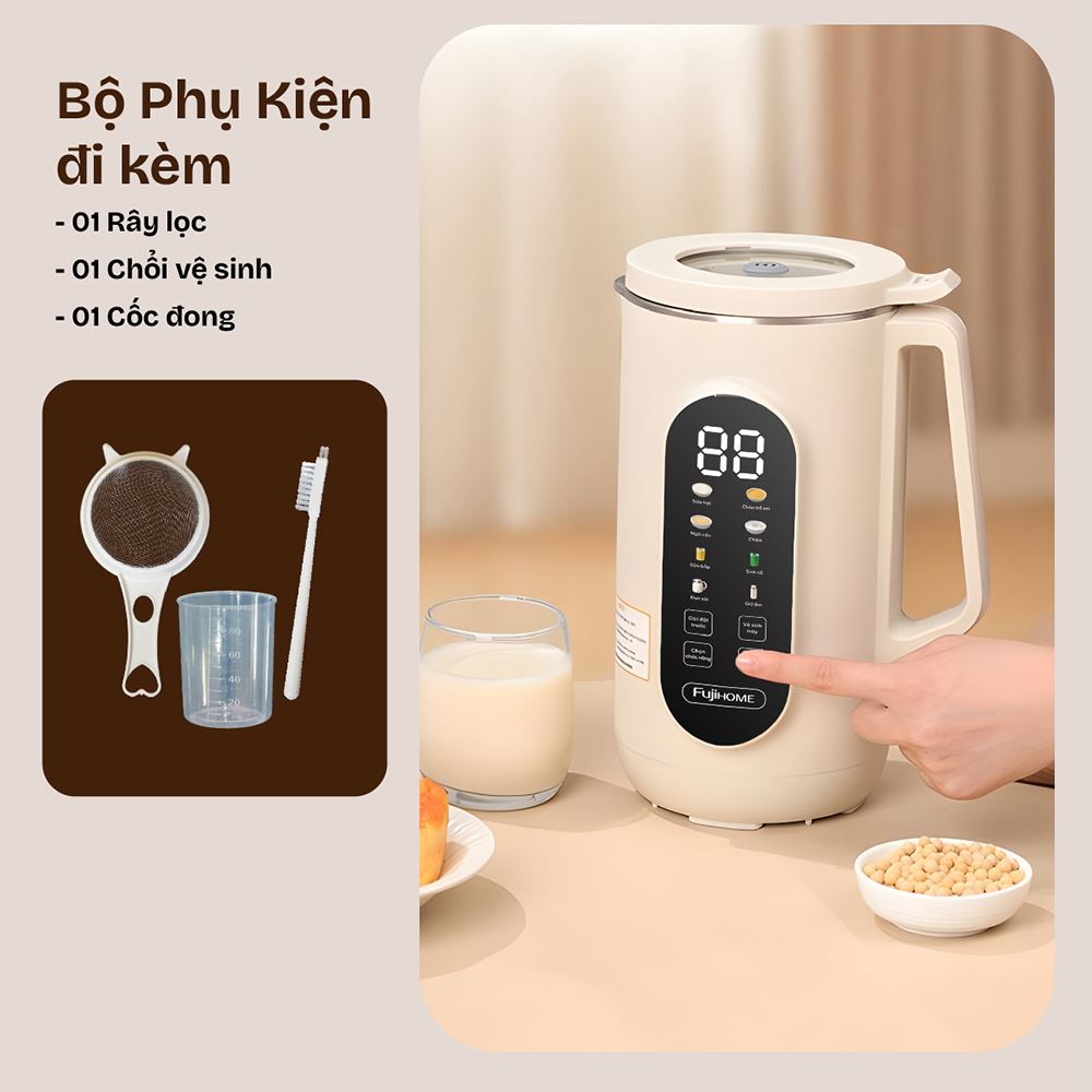 Máy làm sữa hạt đa năng Fujihome SM1636 Màu Màu be
