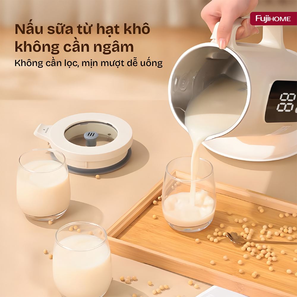 Máy làm sữa hạt đa năng Fujihome SM1636 Màu Màu be