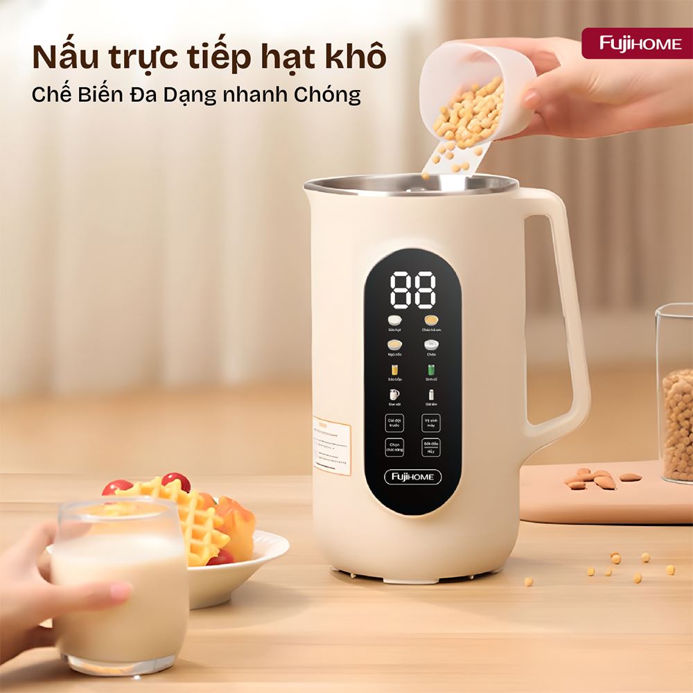 Máy làm sữa hạt đa năng Fujihome SM1636 Màu Màu be