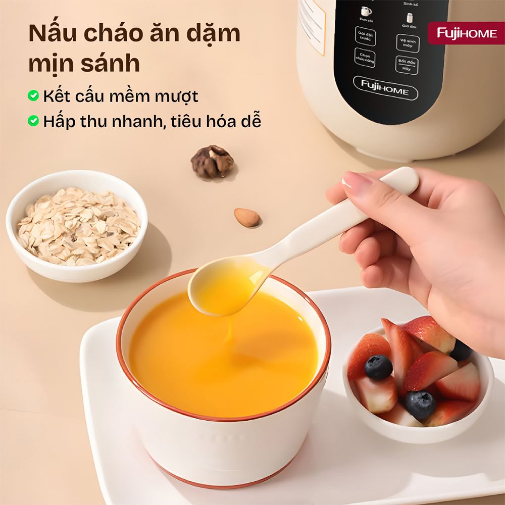 Máy làm sữa hạt đa năng Fujihome SM1636 Màu Màu be