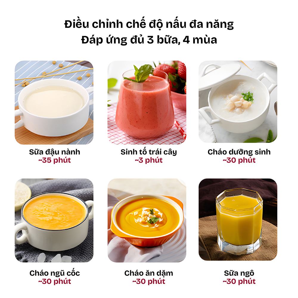 Máy làm sữa hạt đa năng Fujihome SM1636 Màu Màu be