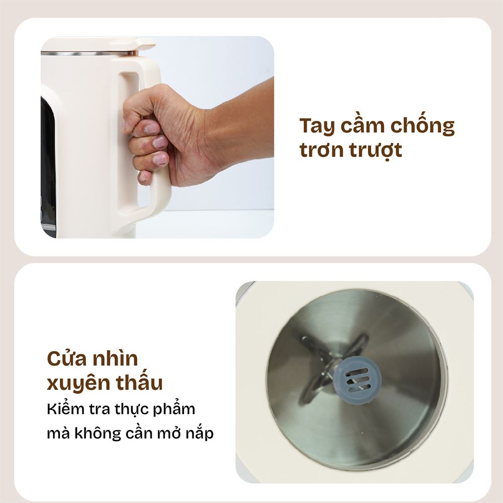 Máy làm sữa hạt đa năng Fujihome SM1636 Màu Màu be