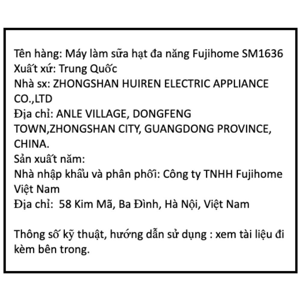 Máy làm sữa hạt đa năng Fujihome SM1636 Màu Màu be