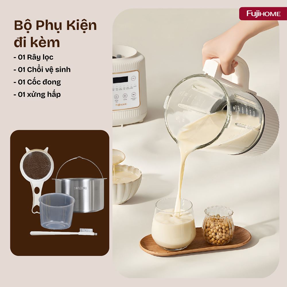 Máy làm sữa hạt đa năng Fujihome SM01A Màu Màu be